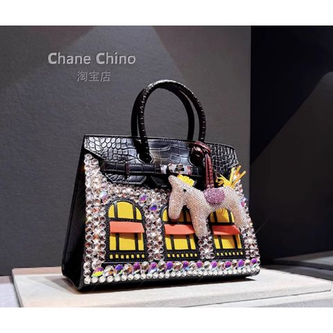 (PHỤ KIỆN CAO CẤP ORDER - Hình ảnh tự chụp) - Phụ kiện treo túi hình ngựa, charm túi ngựa đính đá thích hợp treo túi HM