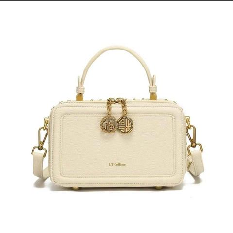 (Hàng V.I.P LIMITED - FULLBOX HÃNG) - Túi xách nữ I.T CELLIME dáng cốp nhỏ, Màu kem phối bag, Sang trọng