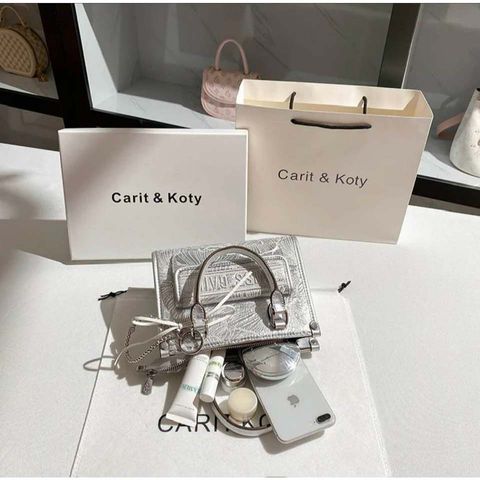 (Hàng V.I.P LIMITED ORDER) - Túi tote MISS GAIL thêu, màu bạc, chất lượng cao, Túi Cao Cấp