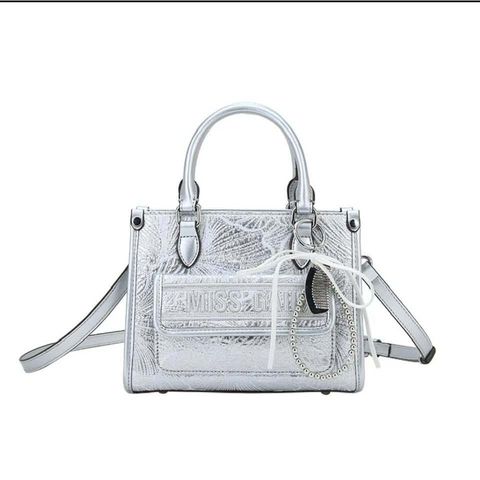 (Hàng V.I.P LIMITED ORDER) - Túi tote MISS GAIL thêu, màu bạc, chất lượng cao, Túi Cao Cấp