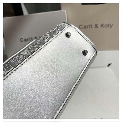 (Hàng V.I.P LIMITED ORDER) - Túi tote MISS GAIL thêu, màu bạc, chất lượng cao, Túi Cao Cấp