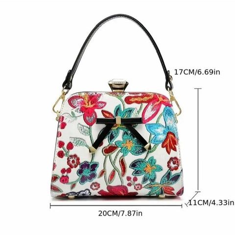 (VIP ORDER) - LAMSED Túi xách nữ dáng cốp bóng thêu, phong cách sang trọng, nơ đeo chéo, kẹp hoa nhỏ, túi đeo