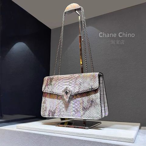 (HÀNG V.I.P ORDER) - Túi xách Nữ khóa thoi Silver đính đá Size 23 thanh lịch sang trọng da rắn