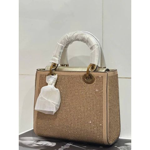 (LIMITED) - Túi xách Nữ dáng vuông đính Kim Tuyến Vàng Size 20 Sang Trọng