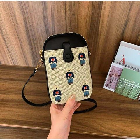 Túi đựng điện thoại nữ BEIBAOBAO, phong cách thường ngày dễ phối đồ nhỏ và nhẹ, thêu