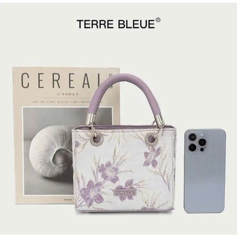 (LIMITED ORDER) - Túi Xách Cốp Nữ Chính Hãng TERRE BLEUE, Họa tiết thêu hoa, Sang trọng Thanh Lịch, Đi Tiệc
