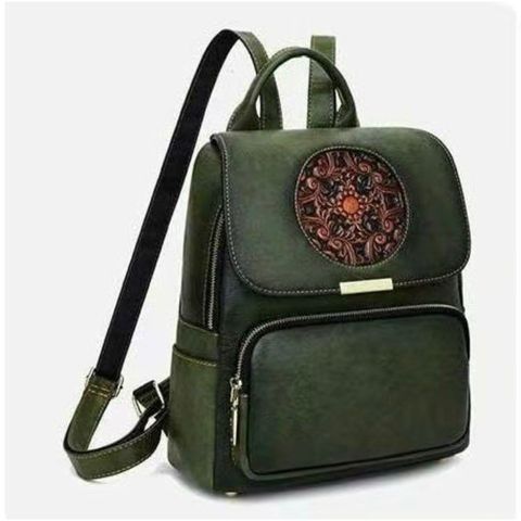 Balo Da Bò Thật, Khắc Hoa Tinh Xảo, Thiết Kế Retro Unisex