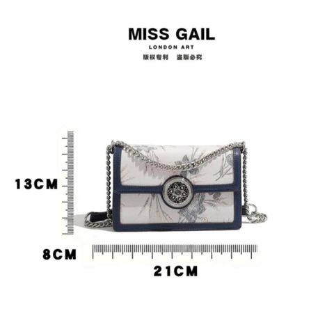 (Hàng V.I.P LIMITED) - Túi xách Nữ MISS GAIL vuông nhỏ thêu hoa lan khóa xoay
