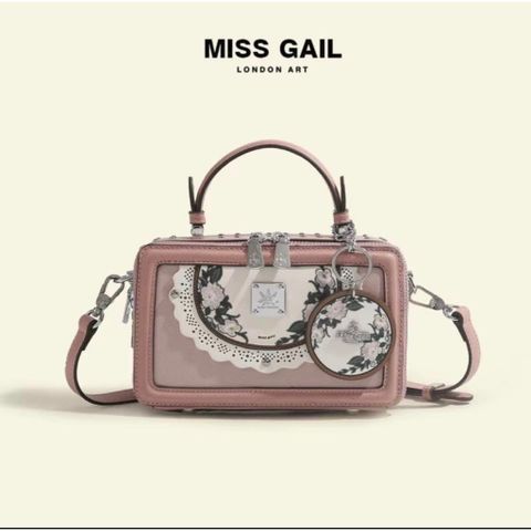 (Hàng V.I.P LIMITED) - Túi xách Nữ MISS GAIL Hộp Chữ Nhật Charme Tròn TRẮNG Phong Cách Mới
