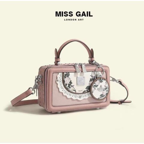 (Hàng V.I.P LIMITED) - Túi xách Nữ MISS GAIL Hộp Chữ Nhật Charme Tròn TRẮNG Phong Cách Mới
