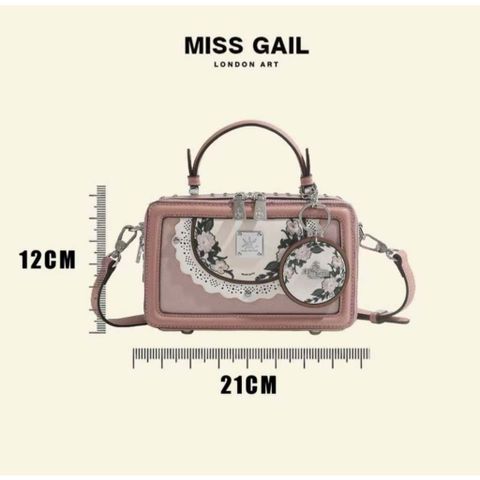 (Hàng V.I.P LIMITED) - Túi xách Nữ MISS GAIL Hộp Chữ Nhật Charme Tròn TRẮNG Phong Cách Mới