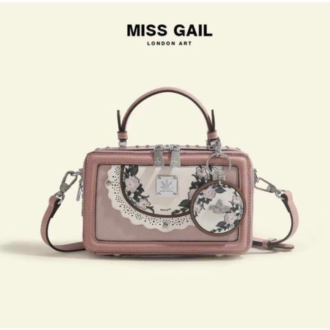 (Hàng V.I.P LIMITED) - Túi xách Nữ MISS GAIL Hộp Chữ Nhật Charme Tròn TRẮNG Phong Cách Mới