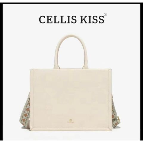 (Hàng V.I.P LIMITED - NO BOX) - Túi xách Tote Nữ CELLIS KISS sức chứa lớn họa tiết thêu thời thượng, đẳng cấp, màu Kem