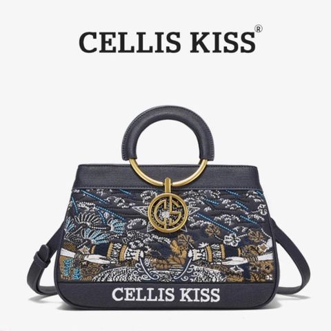 (Hàng V.I.P LIMITED - NO BOX) - Túi xách Nữ CELLIS KISS Thêu tay Quai Kiềng Xanh sang trọng, thời thượng
