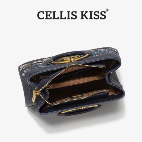 (Hàng V.I.P LIMITED - NO BOX) - Túi xách Nữ CELLIS KISS Thêu tay Quai Kiềng Xanh sang trọng, thời thượng