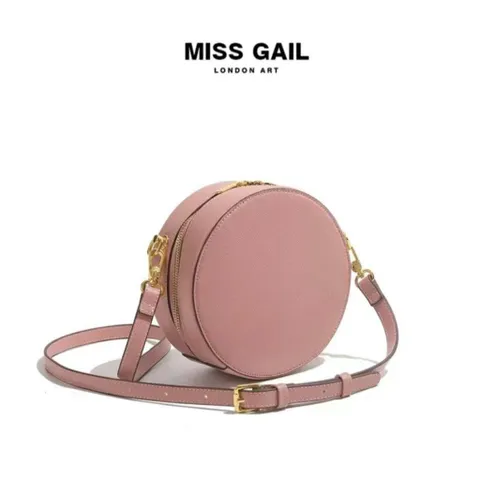 (Hàng V.I.P LIMITED) - Túi Cốp tròn MISS GAIL có chi tiết ren thắt nút màu Hồng không quai xách