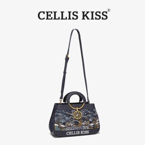 (Hàng V.I.P LIMITED - NO BOX) - Túi xách Nữ CELLIS KISS Thêu tay Quai Kiềng Xanh sang trọng, thời thượng