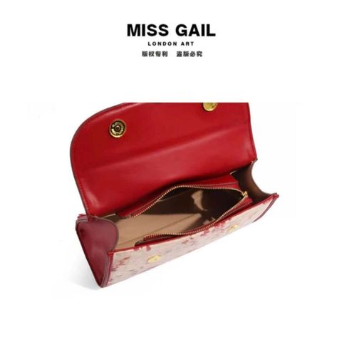 (Hàng V.I.P LIMITED) - Túi xách nữ MISS GAIL kết cấu tay cầm quai tre, túi Messenger Đỏ