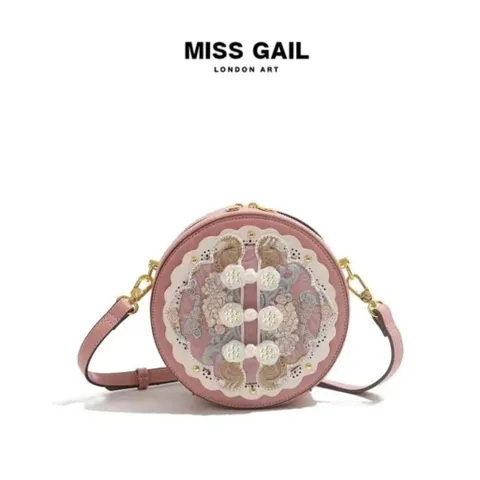 (Hàng V.I.P LIMITED) - Túi Cốp tròn MISS GAIL có chi tiết ren thắt nút màu Hồng không quai xách