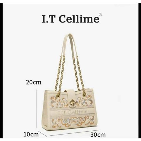 (Hàng V.I.P HÃNG LIMITED - NO BOX) - Túi xách Nữ I.T CELLIME size 30 to đựng nhiêù đồ, Hoa lá thêu, sang trọng