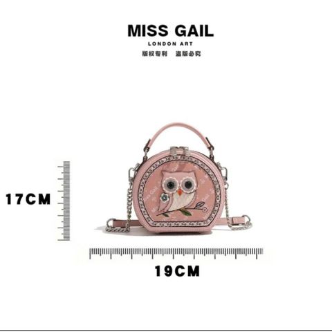 (Hàng V.I.P LIMITED) - Túi xách tròn MISS GAIL thiết kế phiên bản giới hạn hoạt hình cú mèo màu HỒNG