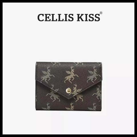 (Hàng V.I.P LIMITED - FULL BOX) - Ví đựng thẻ Cellis Kiss 12 ngăn tối giản sang trọng, thời thượng . Màu Nâu Vì Gấp
