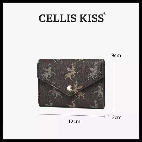 (Hàng V.I.P LIMITED - FULL BOX) - Ví đựng thẻ Cellis Kiss 12 ngăn tối giản sang trọng, thời thượng . Màu Nâu Vì Gấp