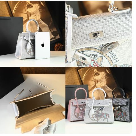 (HÀNG V.I.P ORDER - TẶNG HỘP) - Túi Đeo Chéo Đính Đá Platinum Sang Chảnh size 25