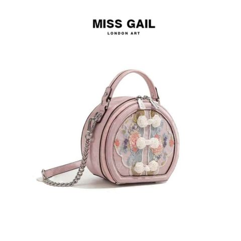 (Hàng V.I.P LIMITED) Túi xách tròn MISS GAIL có chi tiết ren thắt nút màu Hồng