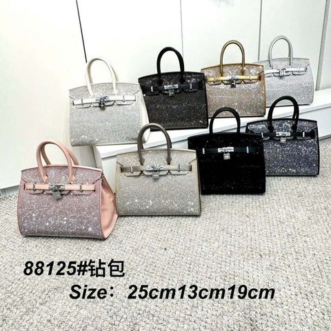 (HÀNG V.I.P - ORDER) - Túi H.M 2 quai Họa tiết Da Đính Đá Bling Bling Size 25