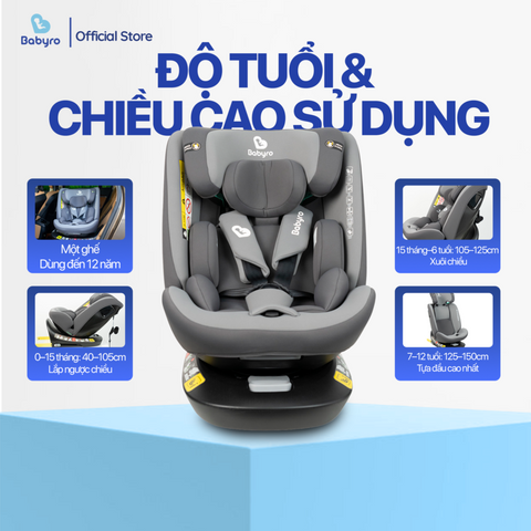 Ghế ô tô cho bé BABYRO I-SPINSAFE (G412I0T)
