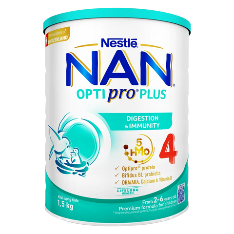 Combo 2 Sữa Nan Optipro PLUS 4 1.5kg, với 5HMO, Công thức từ Thụy Sĩ (2-6 tuổi)