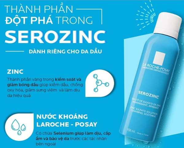 Xịt Khoáng La Roche-Posay Làm Sạch & Dịu Da Dầu Mụn 150ml - Serozinc Zinc Sulfate Solution Cleansing, Soothing