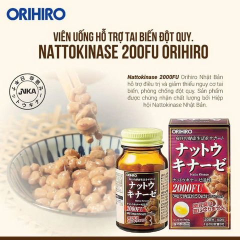 Viên Uống Nattokinase 2000FU Orihiro Nhật Bản – Hỗ Trợ Tuần Hoàn Máu & Sức Khỏe Tim Mạch