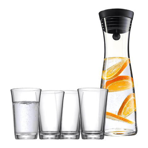 Bộ bình cốc đựng nước thủy tinh WMF Decanter (1 bình 1L và 4 cốc 250ml)