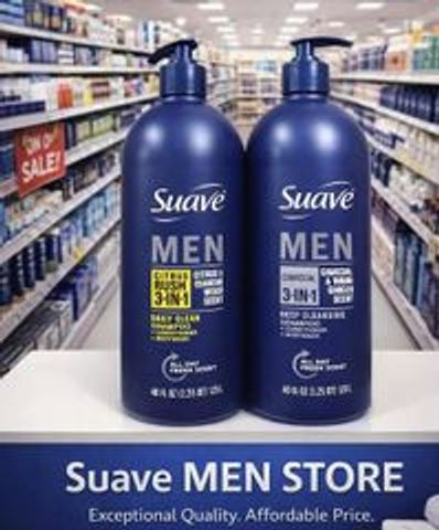 ữa tắm gội Suave Men 3in1 Citrus Rush 1.18L nam tiện lợi