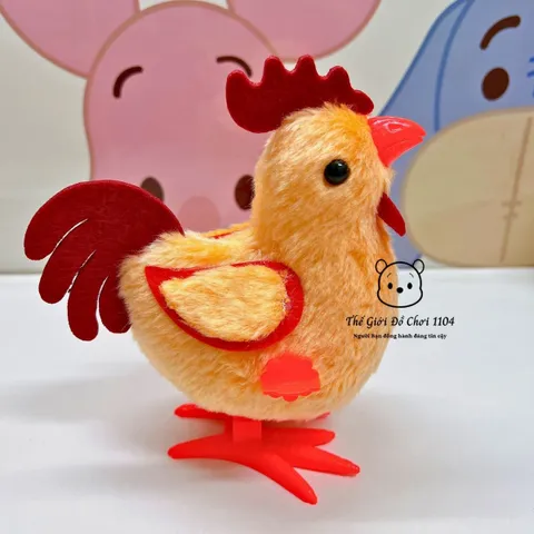 Đồ chơi gà bông vặn dây cót nhảy lon ton giúp bé làm quen với động vật
