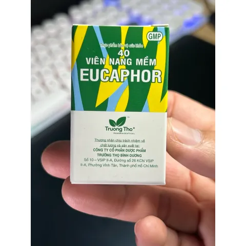 Eucaphor Hộp 40 viên nang mềm - Hỗ trợ thanh họng, hạn chế ho nhiều.