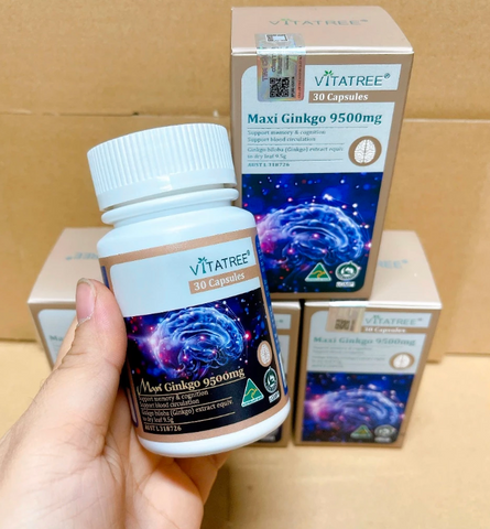 Bổ não Vitatree Maxi Ginkgo 9500mg 30 viên - Úc (Nhập khẩu, tem phụ)