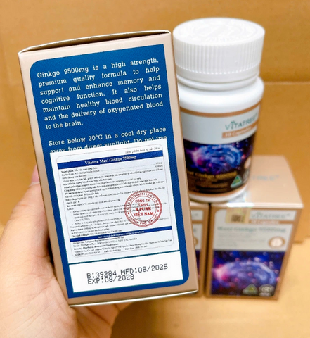 Bổ não Vitatree Maxi Ginkgo 9500mg 30 viên - Úc (Nhập khẩu, tem phụ)