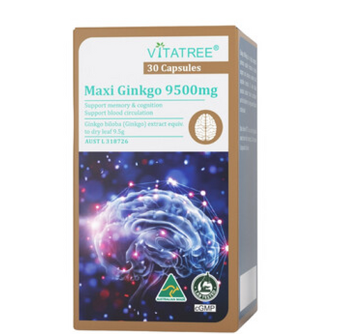 Bổ não Vitatree Maxi Ginkgo 9500mg 30 viên - Úc (Nhập khẩu, tem phụ)