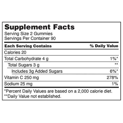 Kẹo dẻo hỗ trợ bổ sung vitamin C 250mg Adults Gummies Kirkland 180 viên, Mỹ