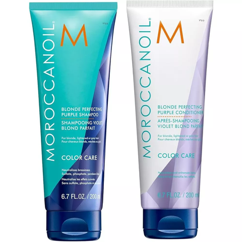 Bộ Gội Xả Tím Khử Vàng Moroccanoil Blonde Perfecting Purple 400ml
