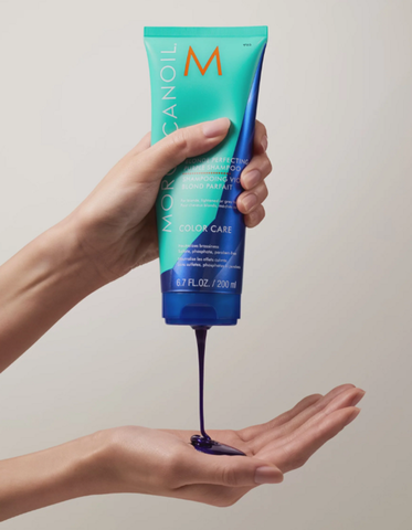 Bộ Gội Xả Tím Khử Vàng Moroccanoil Blonde Perfecting Purple 400ml