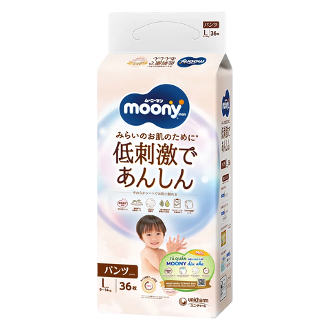 Tã quần Moony Natural/Moony Dịu nhẹ (L, 36 miếng) (giao bao bì ngẫu nhiên)
