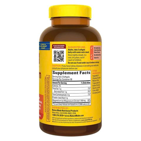 Viên Magnesium Citrate Nature Made 250mg 180 viên của Mỹ