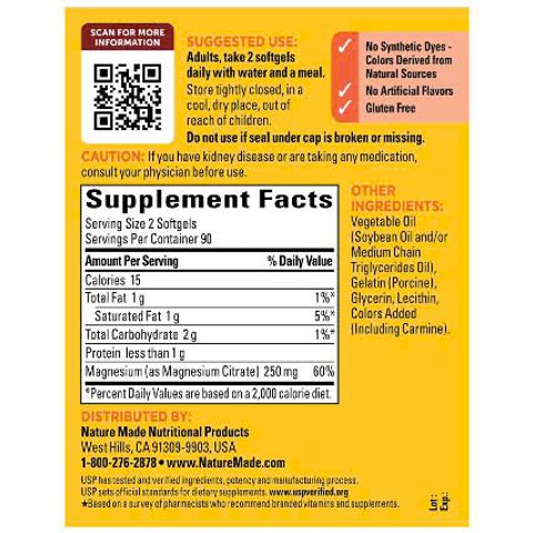 Viên Magnesium Citrate Nature Made 250mg 180 viên của Mỹ