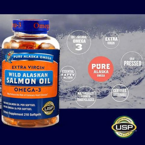 Viên dầu cá hồi omega 3 alaska Salmon Oil 1000mg 210 viên Mỹ 672102