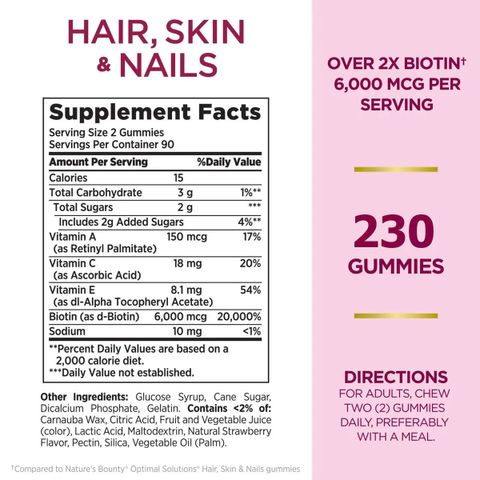 Kẹo dẻo Nature’s Bounty Hair Skin & Nails Gummies của Mỹ