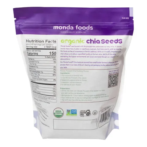Hạt Chia Seeds Organic Monda Foods 1.36kg của Mỹ